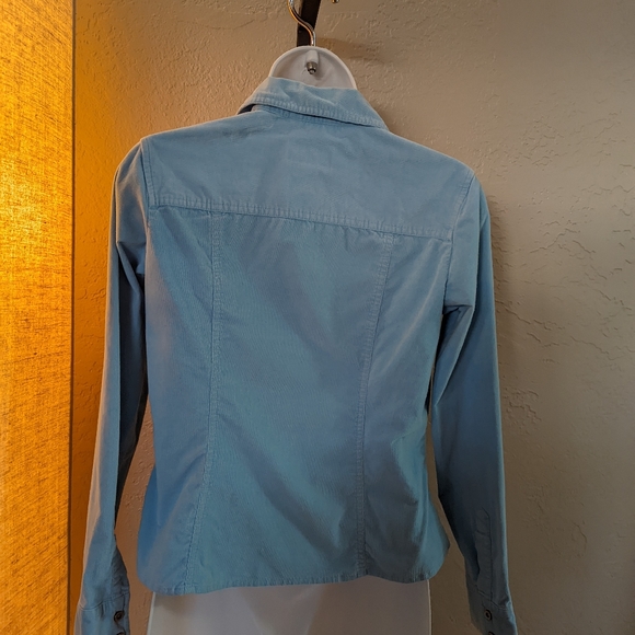 Talbot's size Petite small light blue corduroy snap down shirt - Picture 4 of 12